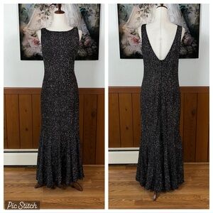 Elegant Vintage 90s Susan Lawrence Black Sparkle Evening Gown!